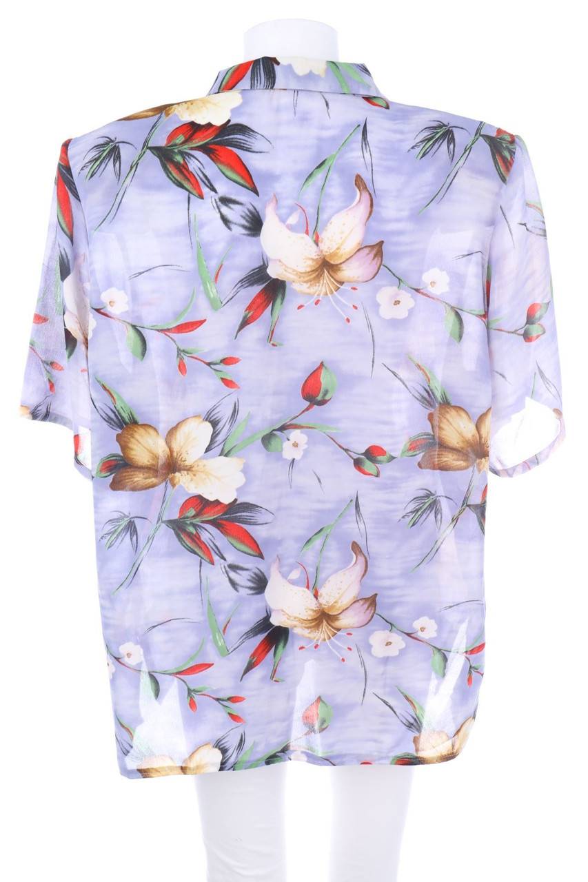Carou VINTAGE Hemd-Bluse Mit Kurzem Ärmel Mit Blumen-Print