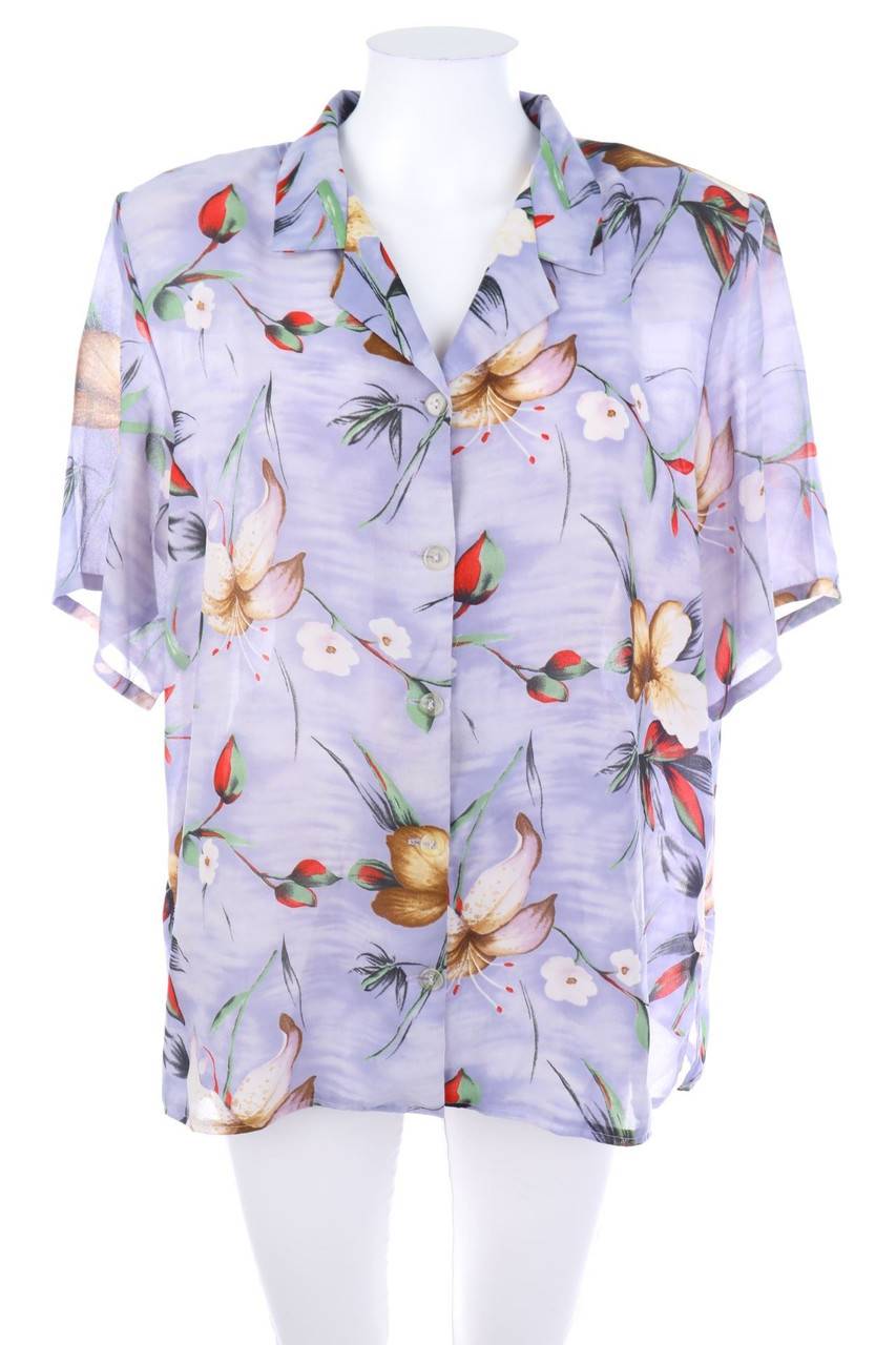 Carou VINTAGE Hemd-Bluse mit kurzem Ärmel mit Blumen-Print