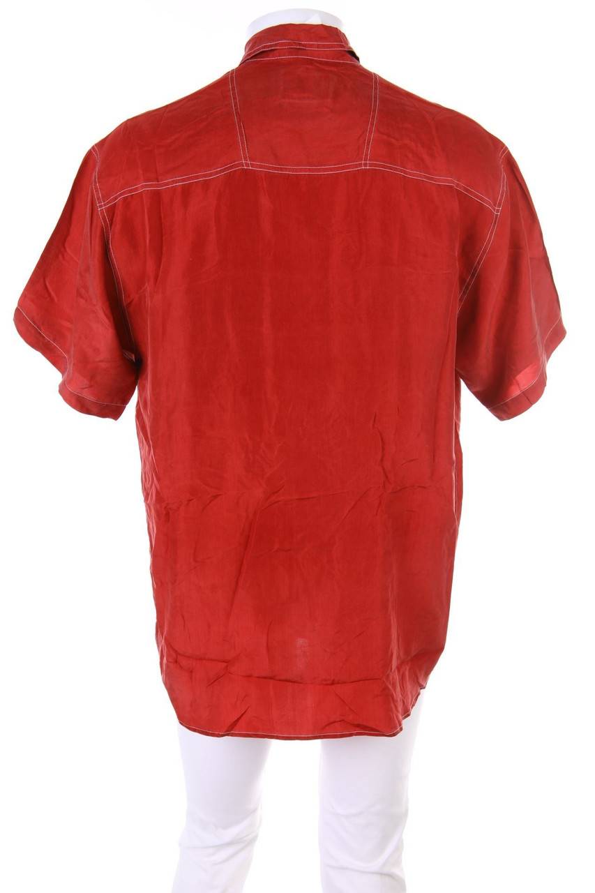 Carou VINTAGE Kurzarm-Hemd Casual Uni Aus Seide Mit Aufgesetzten Taschen