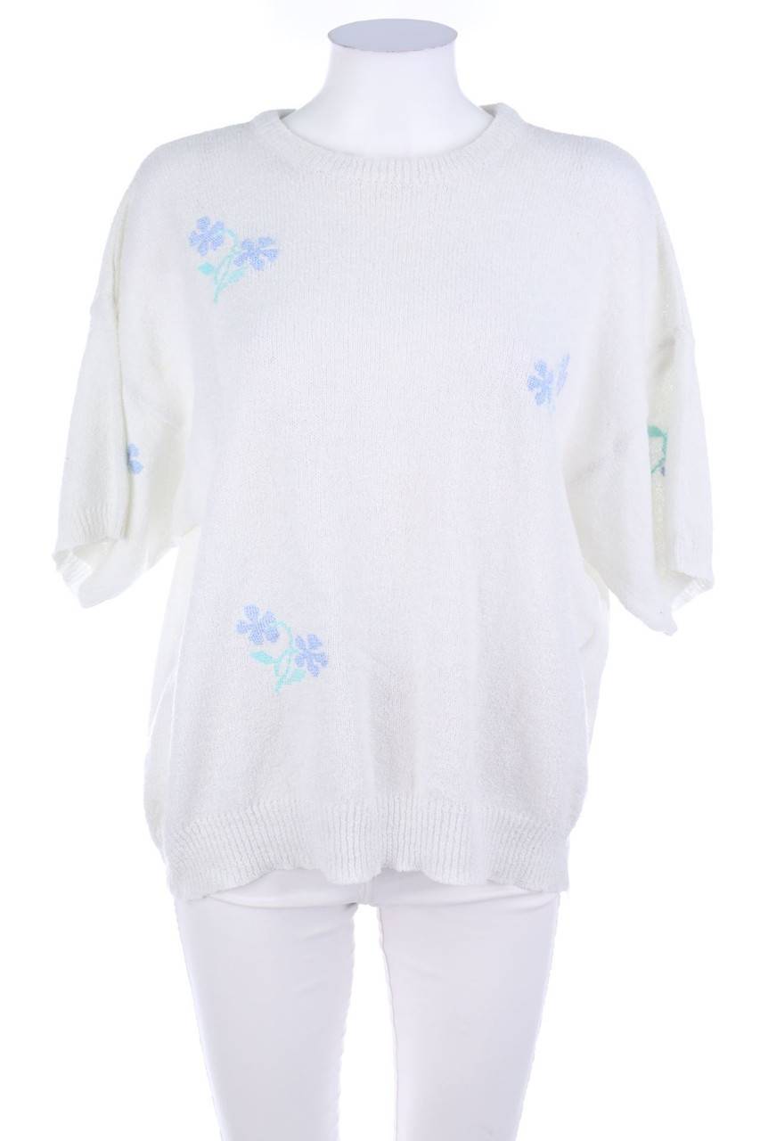 Carou VINTAGE Kurzarm-Strick-Pullover mit Blumen-Print