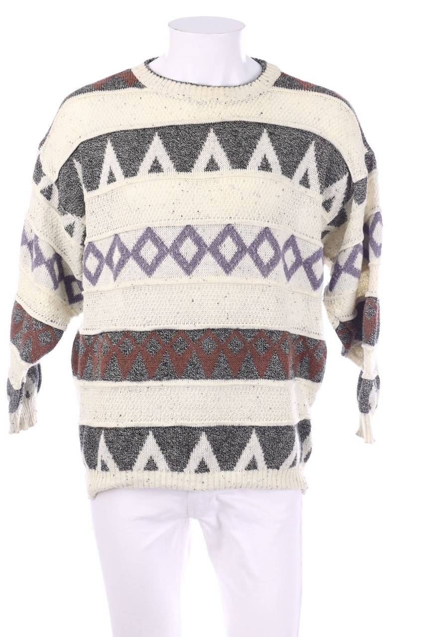 Carou VINTAGE Muster-Strick-Pullover aus Baumwoll-Mix