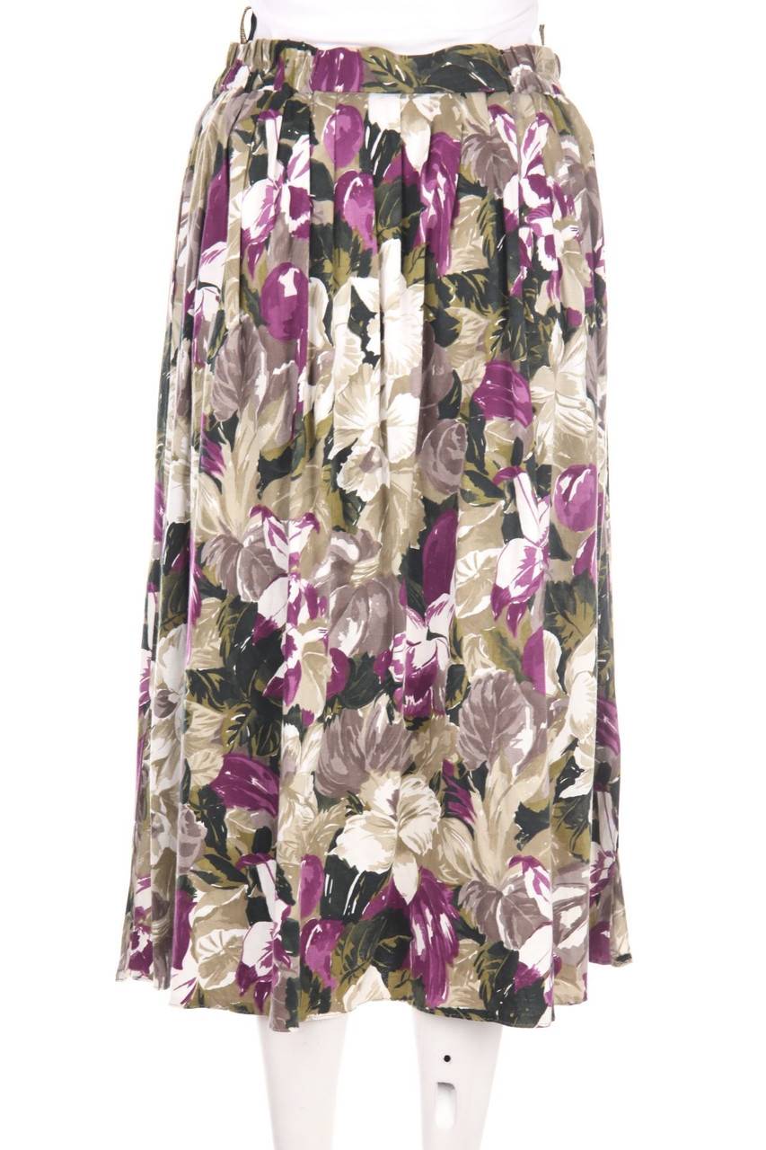 Carou VINTAGE Rock Aus Reiner Schurwolle Mit Blumen-Print