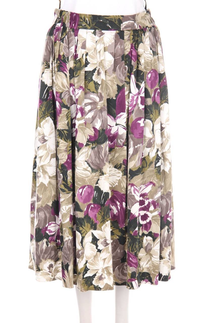 Carou VINTAGE Rock aus reiner Schurwolle mit Blumen-Print