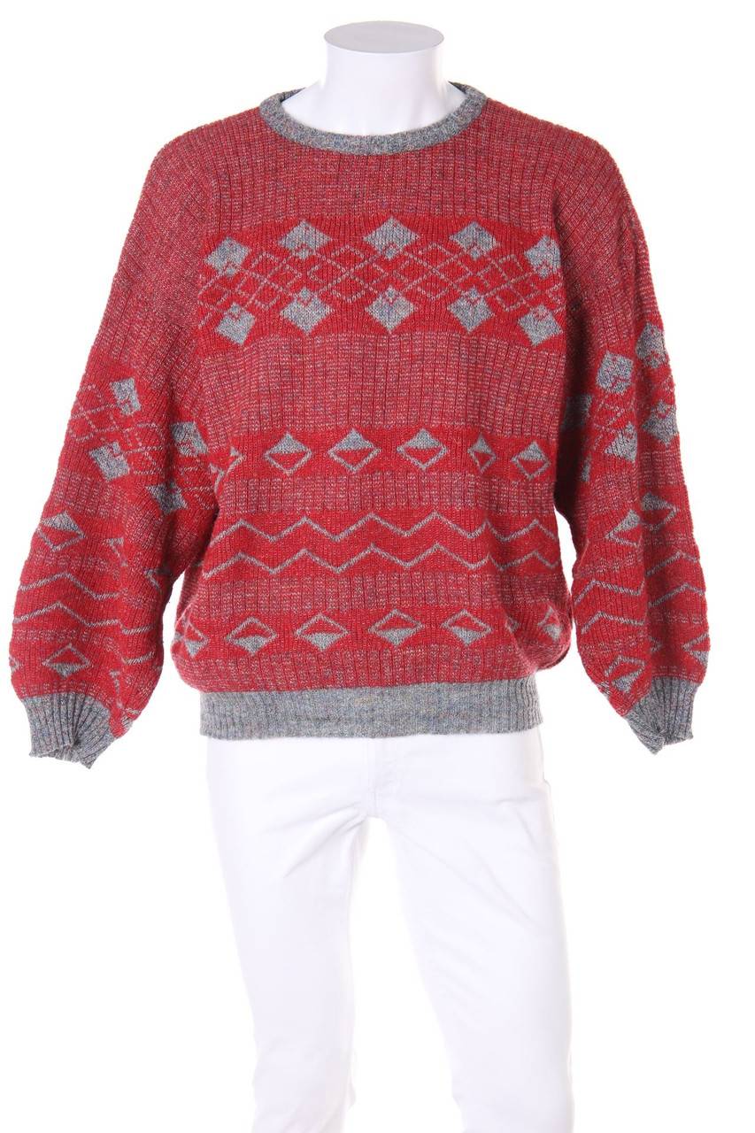 Carou VINTAGE Rundhals-Pullover mit Wolle mit Muster
