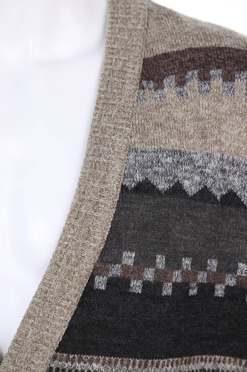 Carou VINTAGE Strick-Weste Aus Schurwoll-Mix Mit Muster