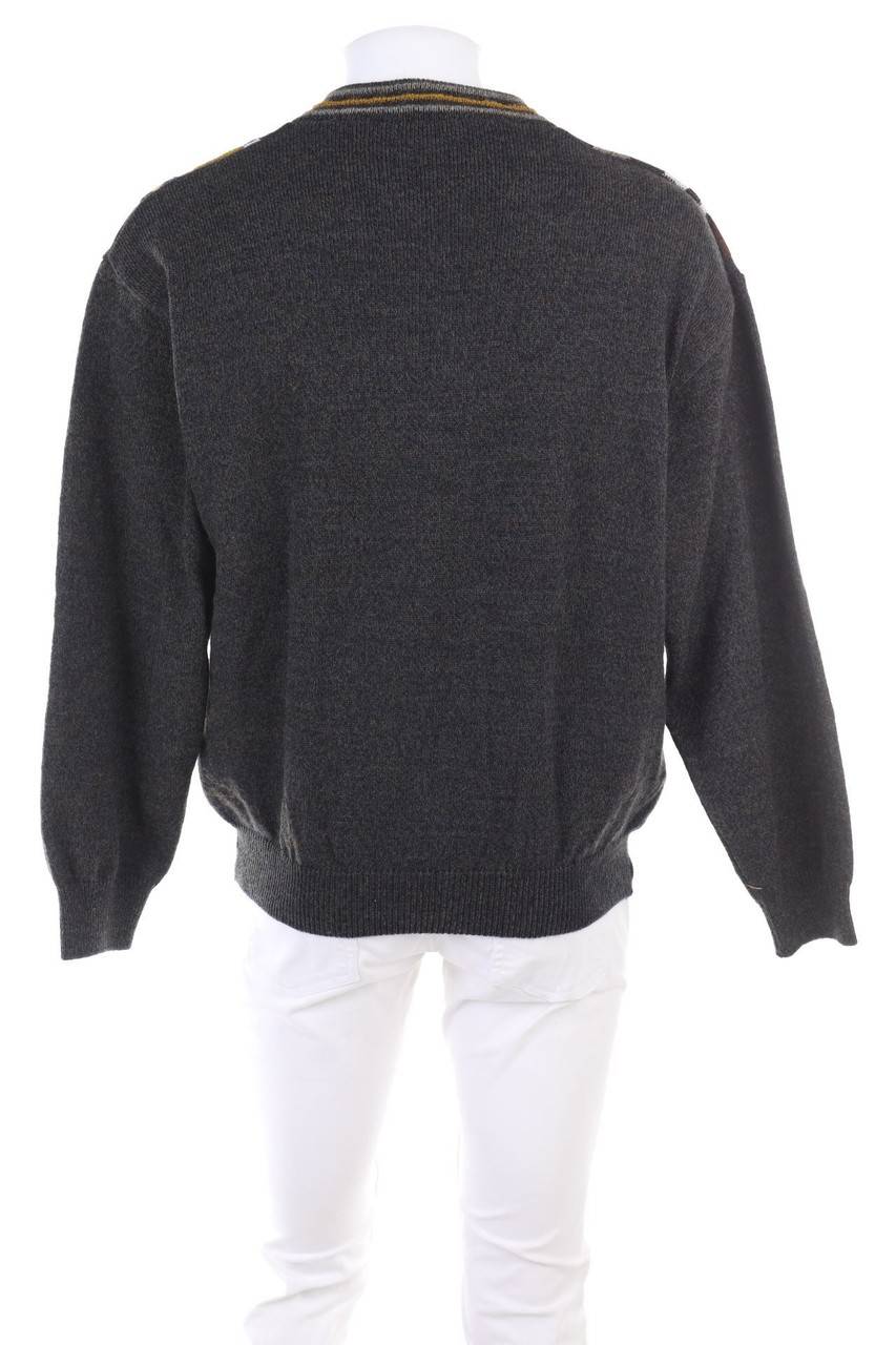 Carou VINTAGE V-Neck-Pullover Aus Woll-Mix Mit Muster