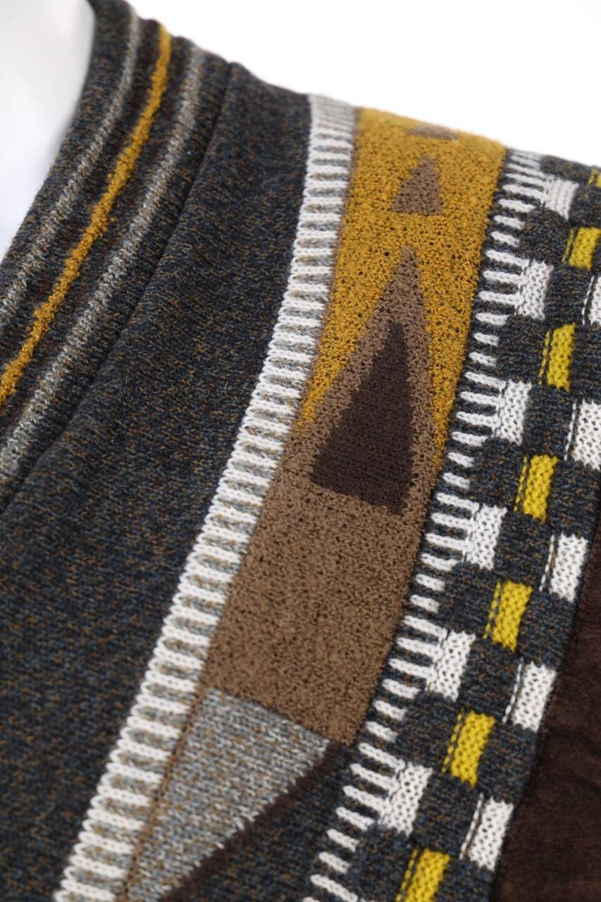 Carou VINTAGE V-Neck-Pullover Aus Woll-Mix Mit Muster