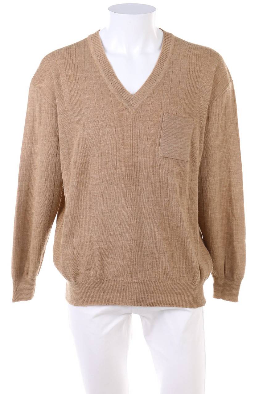 Carou VINTAGE V-Neck-Pullover mit aufgesetzten Taschen