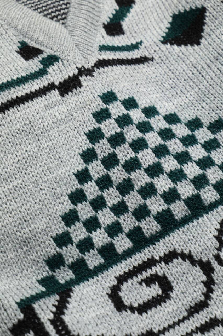 Carou VINTAGE V-Neck-Pullover Mit Geometrischem Muster