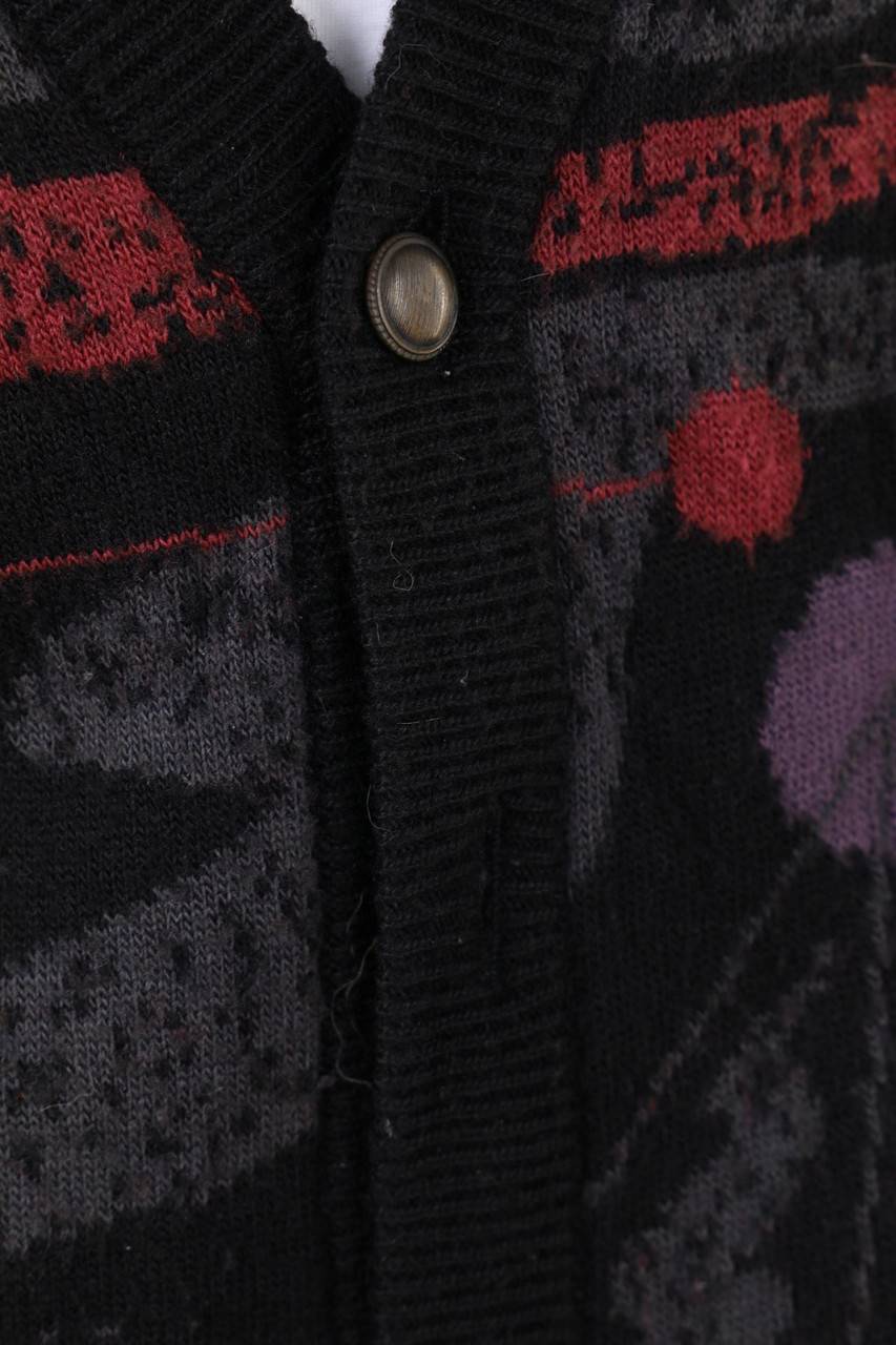 Carou VINTAGE Vintage-Muster-Cardigan Aus Woll-Mix Mit Knöpfen