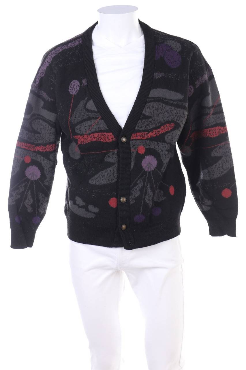 Carou VINTAGE Vintage-Muster-Cardigan aus Woll-Mix mit Knöpfen