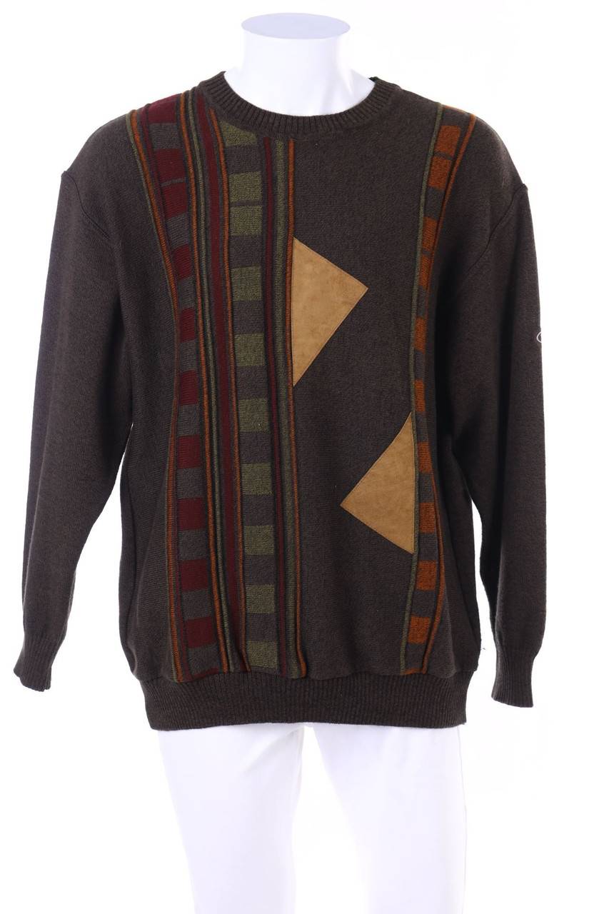 Carou VINTAGE Vintage-Pullover mit Kunstleder-Details