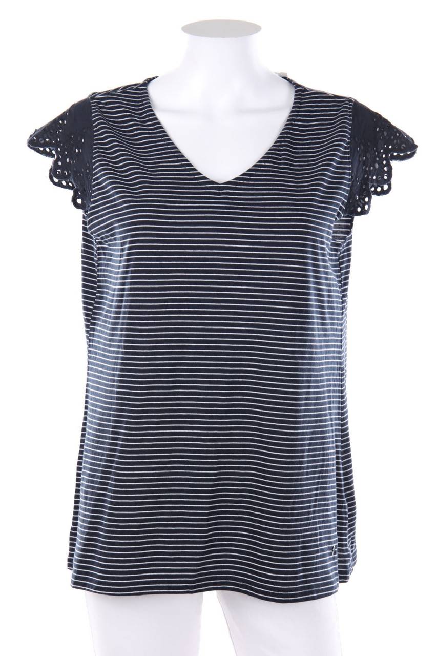 Carou WOMEN essentials by Tchibo Streifen-Kurzarm-Shirt mit Spitzen-Einsatz