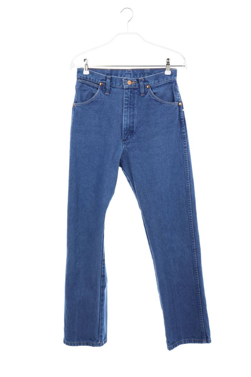 Carou WRANGLER Raw Denim Straight Cut Jeans mit Logo-Patch