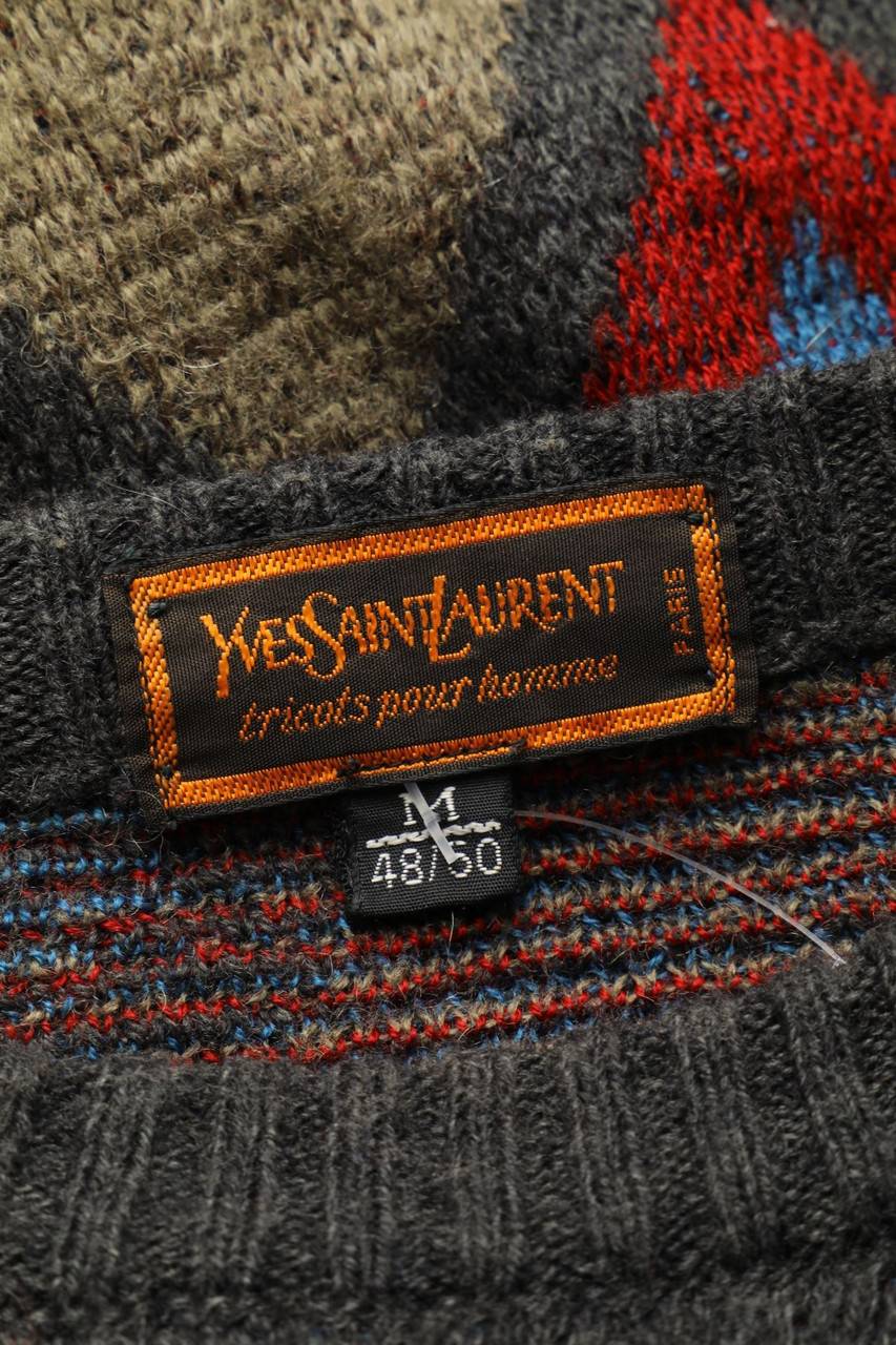 Carou YVES SAINT LAURENT Vintage-Pullover Aus Woll-Mix Mit Zickzack-Muster