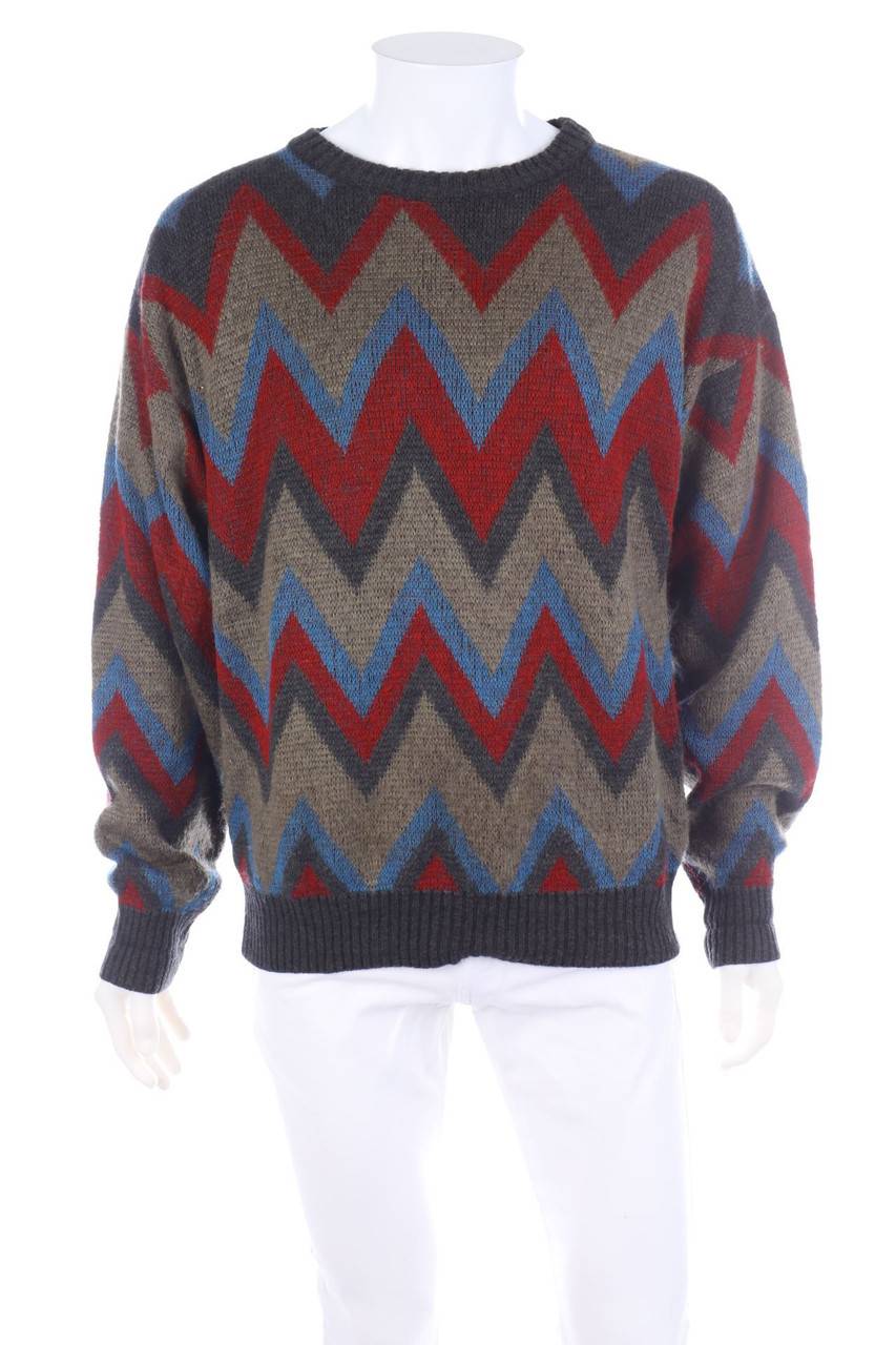 Carou YVES SAINT LAURENT Vintage-Pullover aus Woll-Mix mit Zickzack-Muster