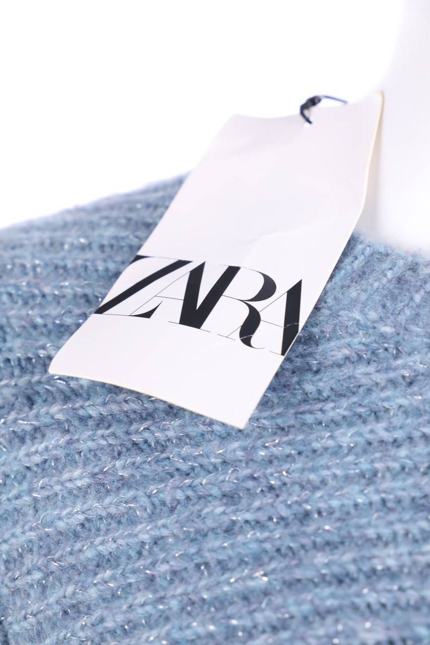 Carou ZARA Cropped-Glitzer-Strick-Pullover Mit Wolle