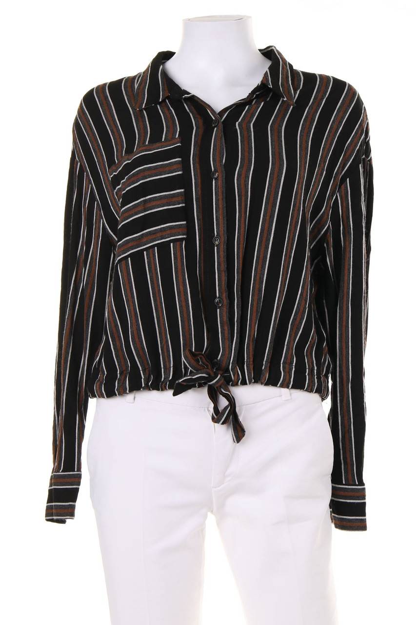 Carou ZARA Cropped-Hemd-Bluse mit überschnittener Schulter