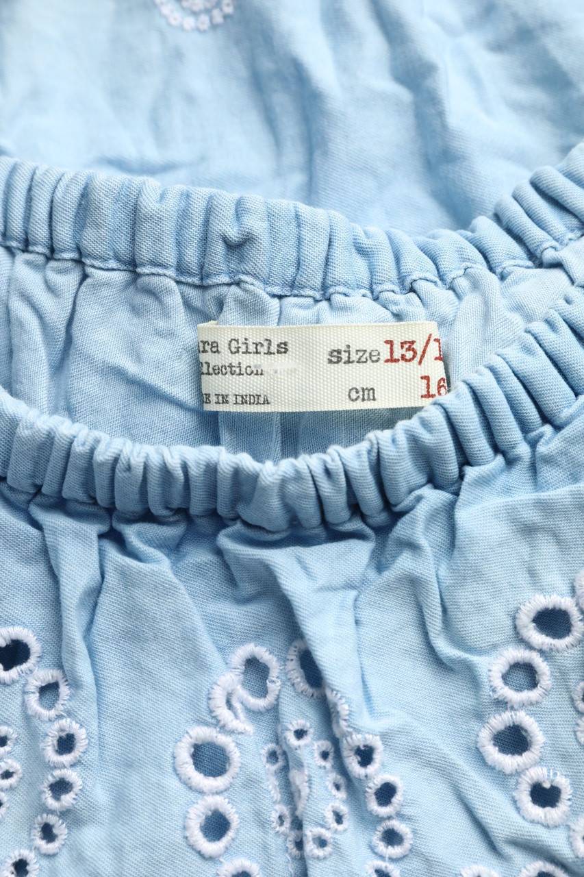 Carou Zara Girls Denim-Carmen-Kleid Mit Stickereien