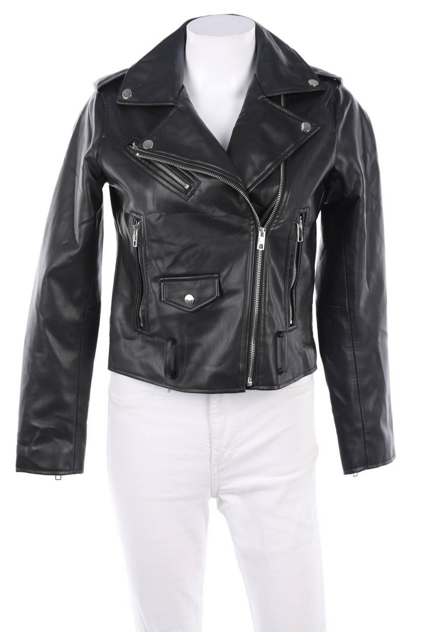 Carou ZARA Kunstlederjacke mit asymmetrischem Schnitt