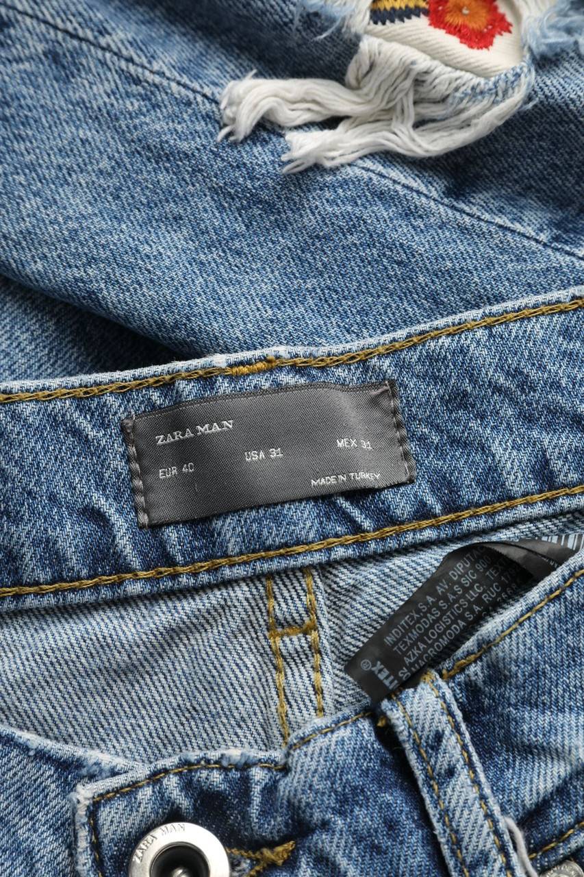 Carou ZARA MAN Destroyed Slim-Jeans Mit Stickereien