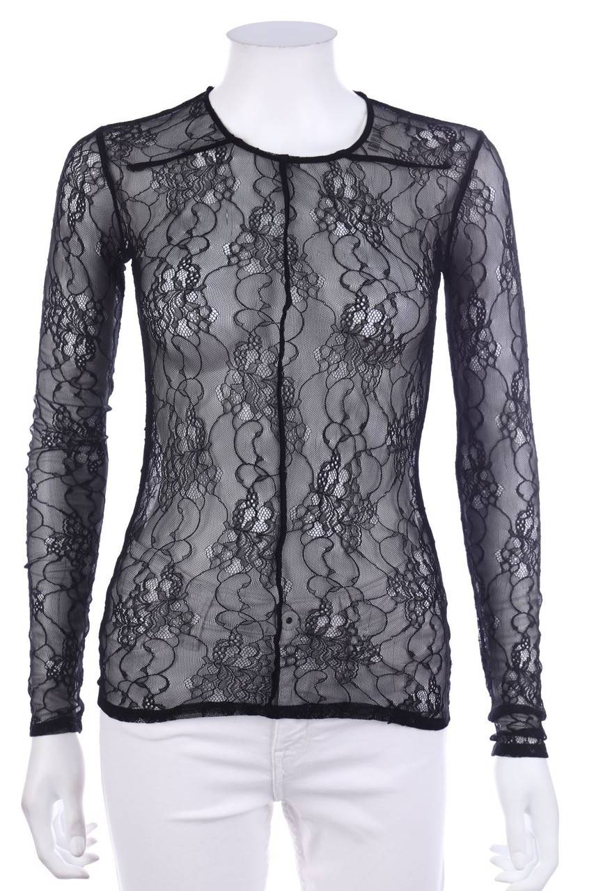 Carou ZARA Stretch-Longsleeve-Shirt aus Spitze mit Keyhole