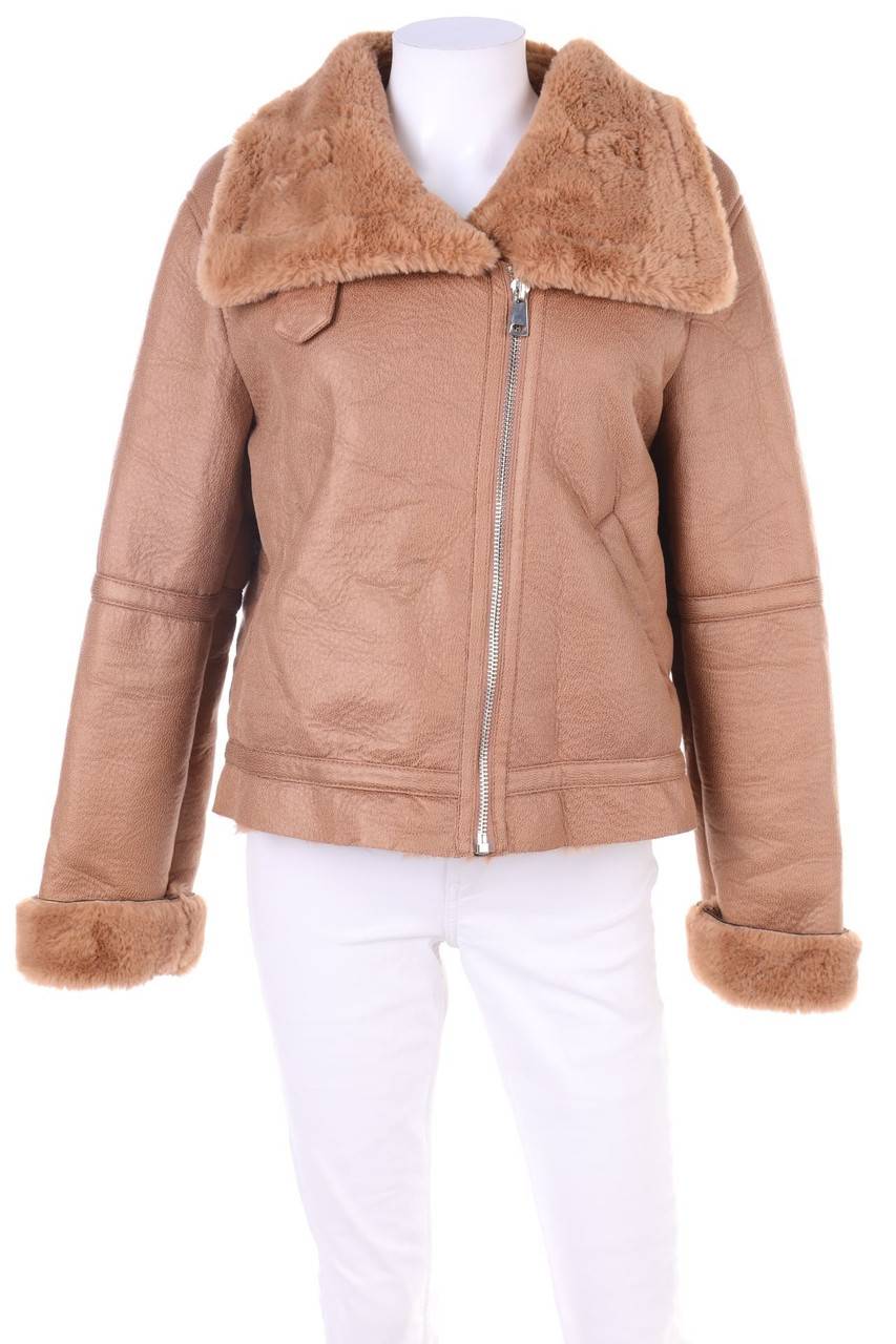 Carou Zara Trafaluc Outerwear Collection Kunstlederjacke mit Fake Fur-Besatz