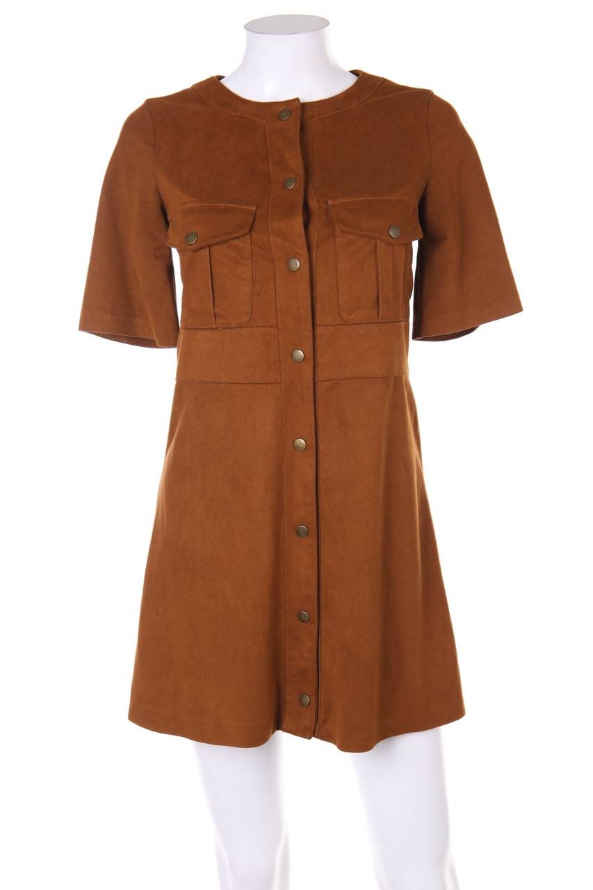 Carou ZARA TRF Faux Leather-Kleid mit aufgesetzten Taschen