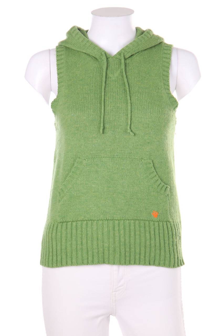 Carou ZARA TRF Strick-Kapuzen-Weste mit Logo-Stickerei