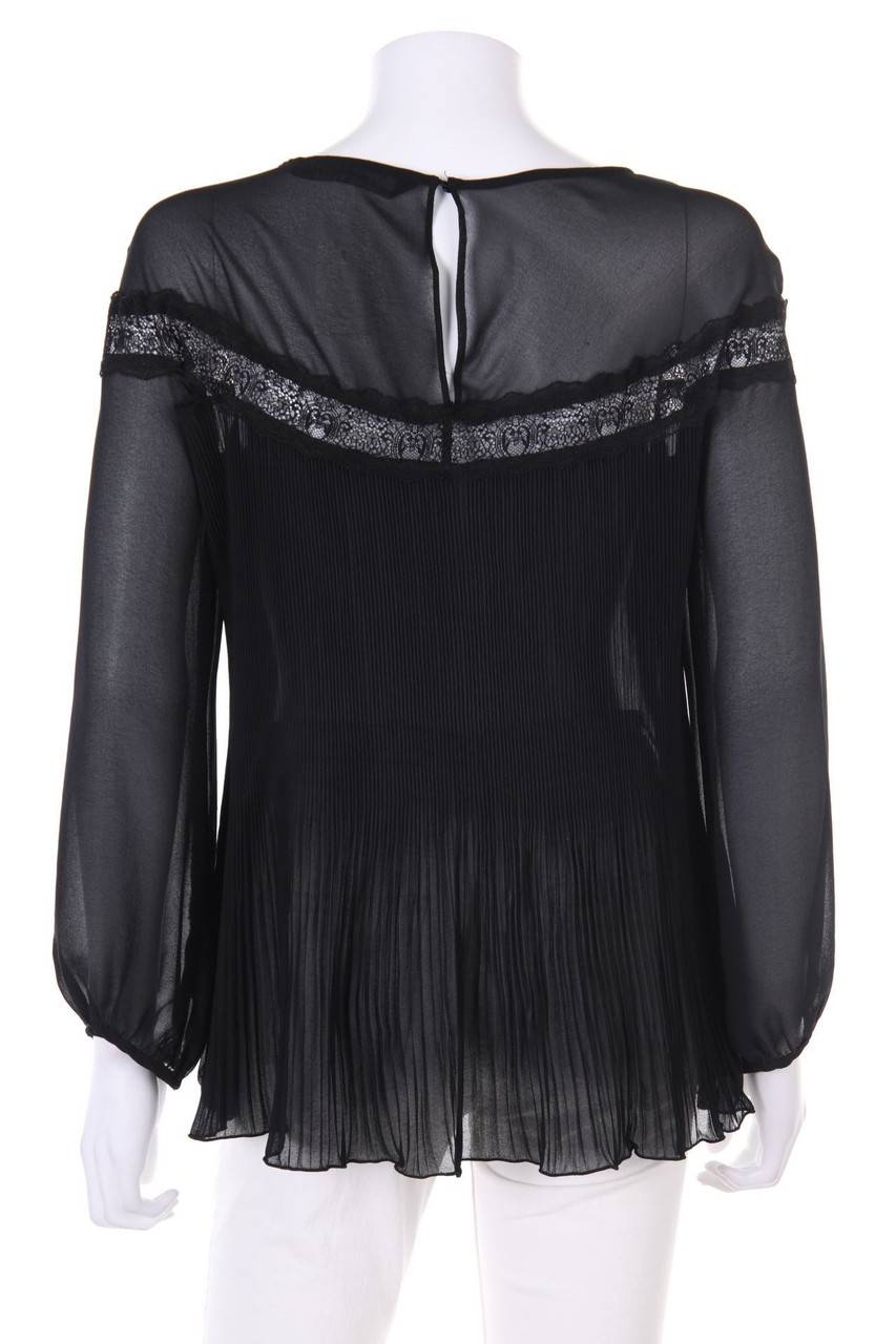 Carou ZARA WOMAN Plissee-Bluse Aus Crêpe Mit Spitze