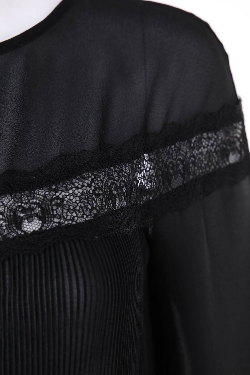 Carou ZARA WOMAN Plissee-Bluse Aus Crêpe Mit Spitze