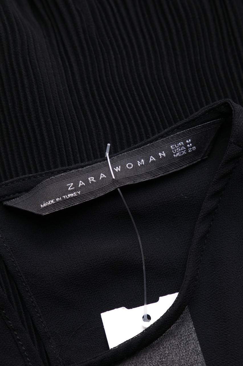 Carou ZARA WOMAN Plissee-Bluse Aus Crêpe Mit Spitze