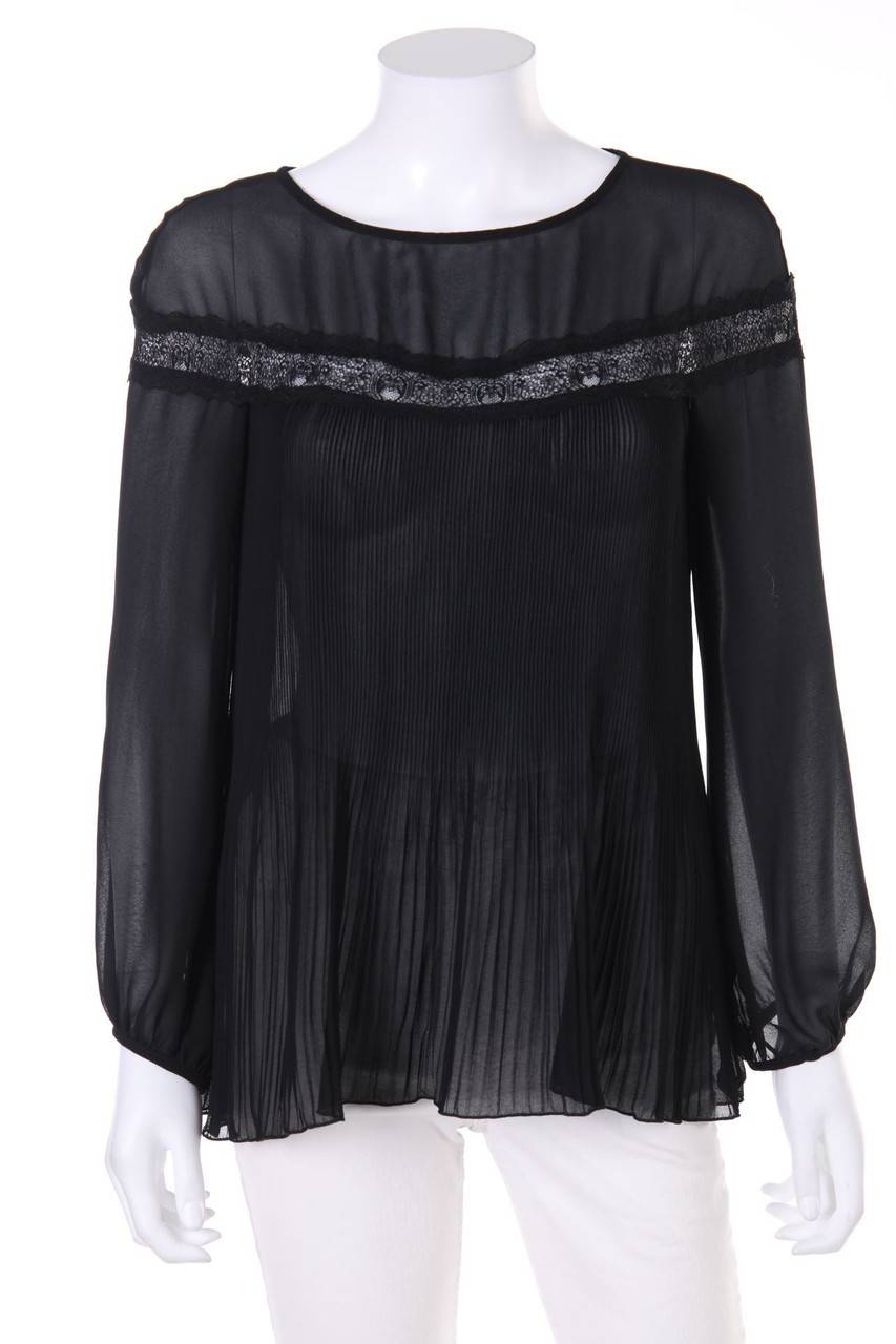 Carou ZARA WOMAN Plissee-Bluse aus Crêpe mit Spitze