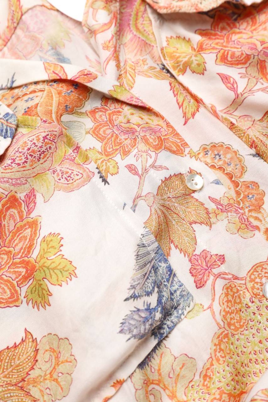 Carou ZARA WOMAN Print-Hemd-Bluse Mit Roll-up-Manschette