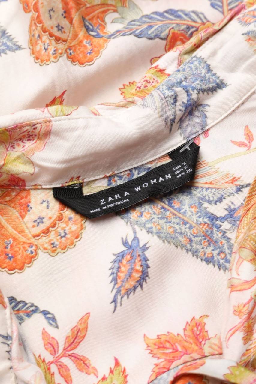 Carou ZARA WOMAN Print-Hemd-Bluse Mit Roll-up-Manschette