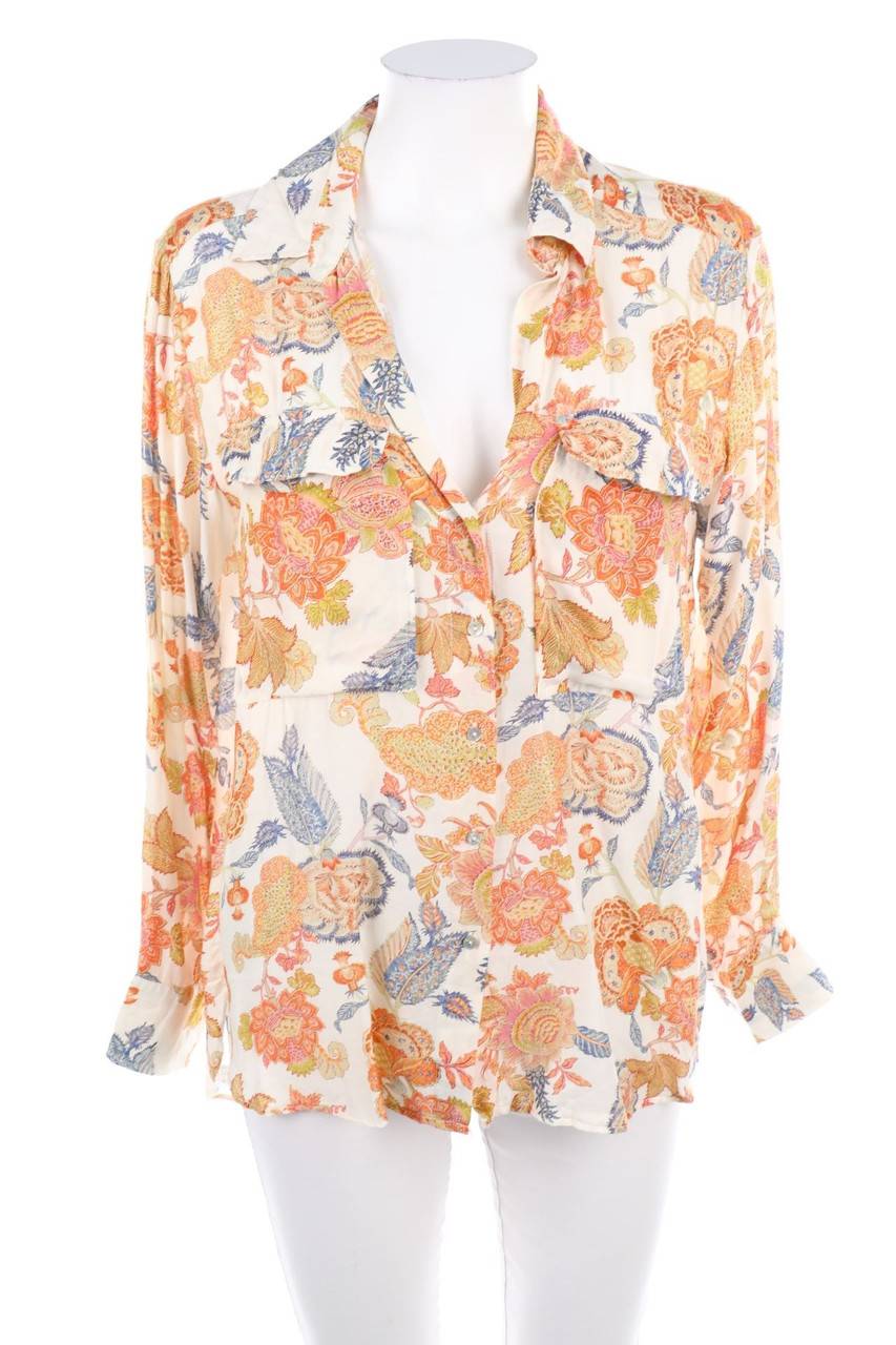 Carou ZARA WOMAN Print-Hemd-Bluse mit Roll-up-Manschette