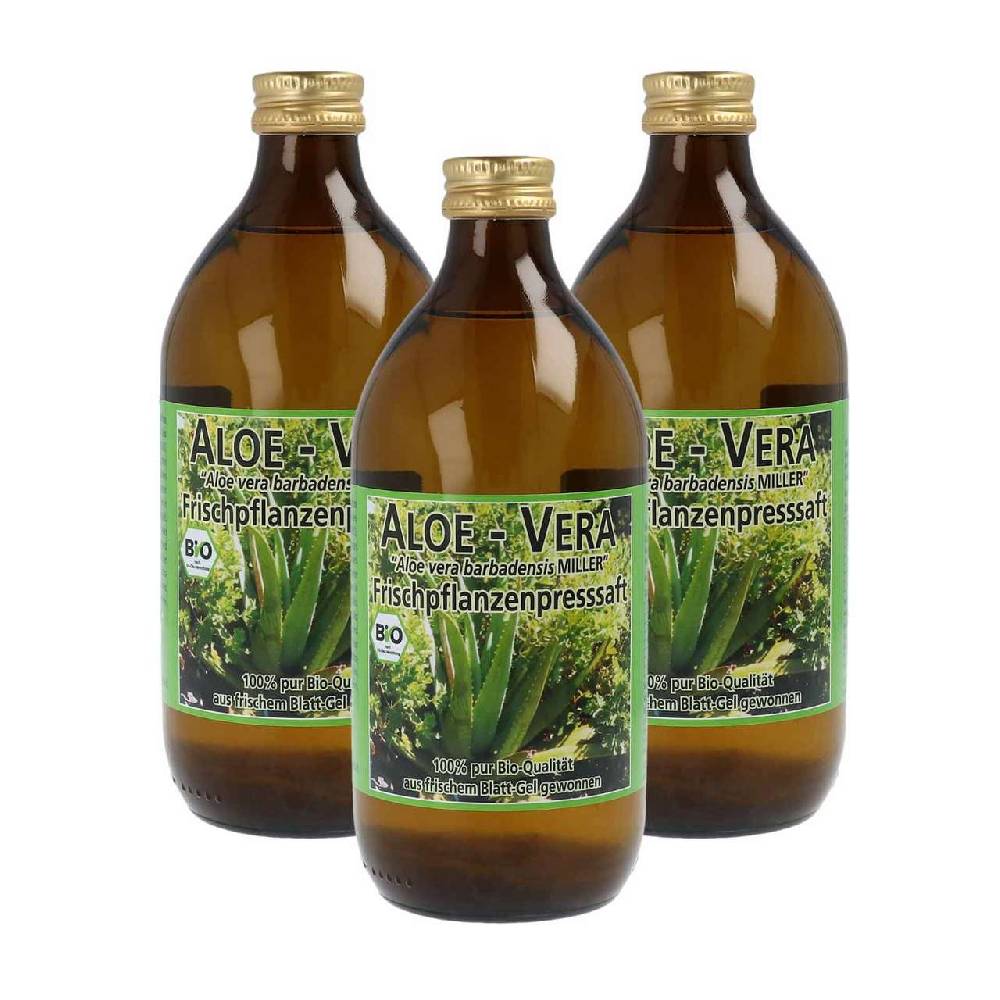 biopraep Aloe Vera Juice (certified organic) , 3 x 500 ml economy pack