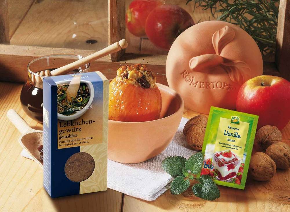 purenature Baked apple set: Original Römertopf apple roaster, sauce & spices