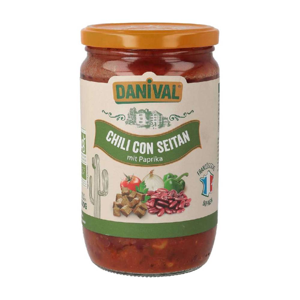 danival Danival Chili con Seitan - hot organic Chili non Carne in a 525g jar