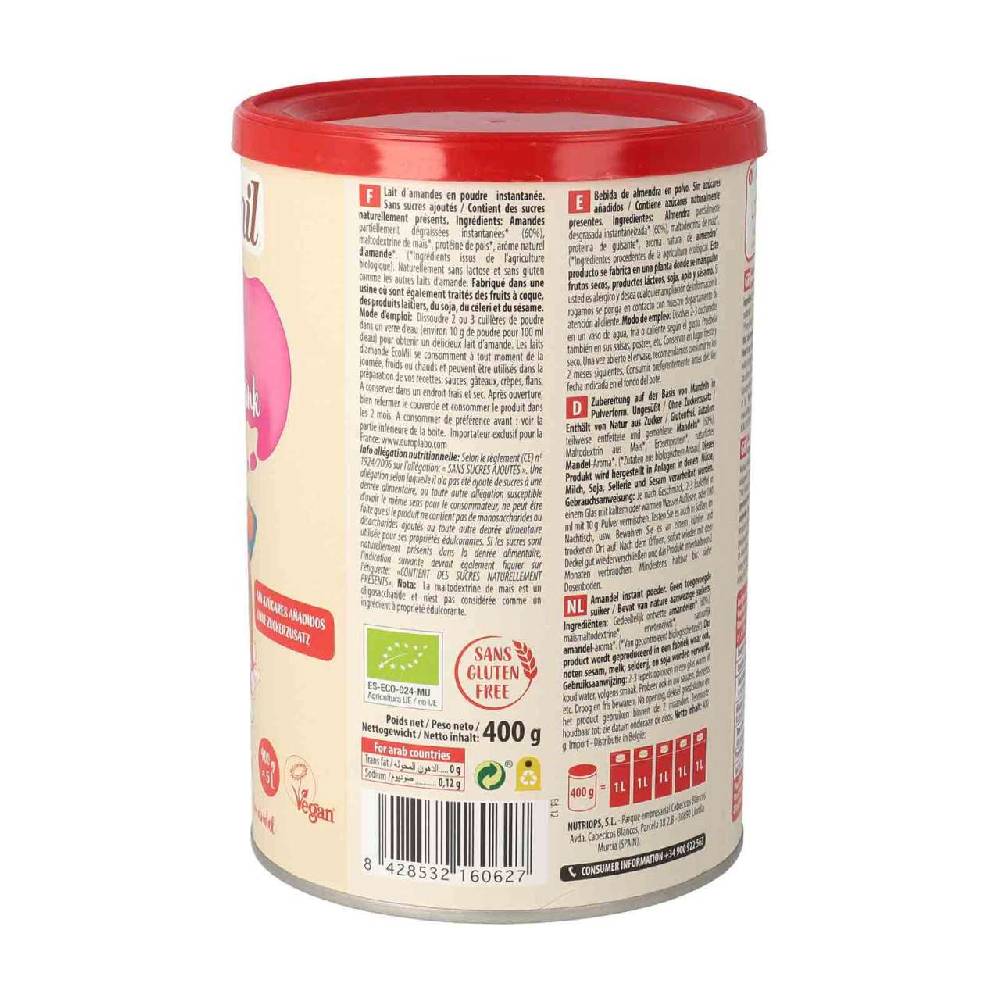 Ecomil Ecomil Almond Drink Powder, Without Added Sugar, Organic, 400 G