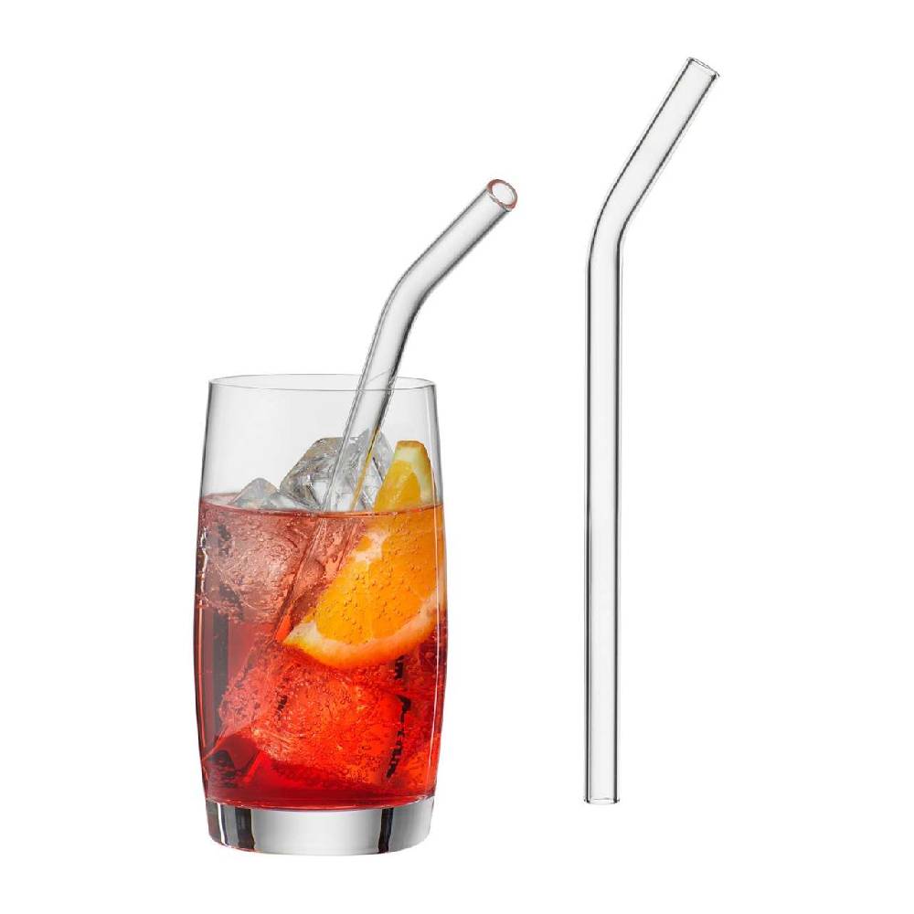 purenature Glass drinking straw: Glass straw bent - for cold & hot drinks