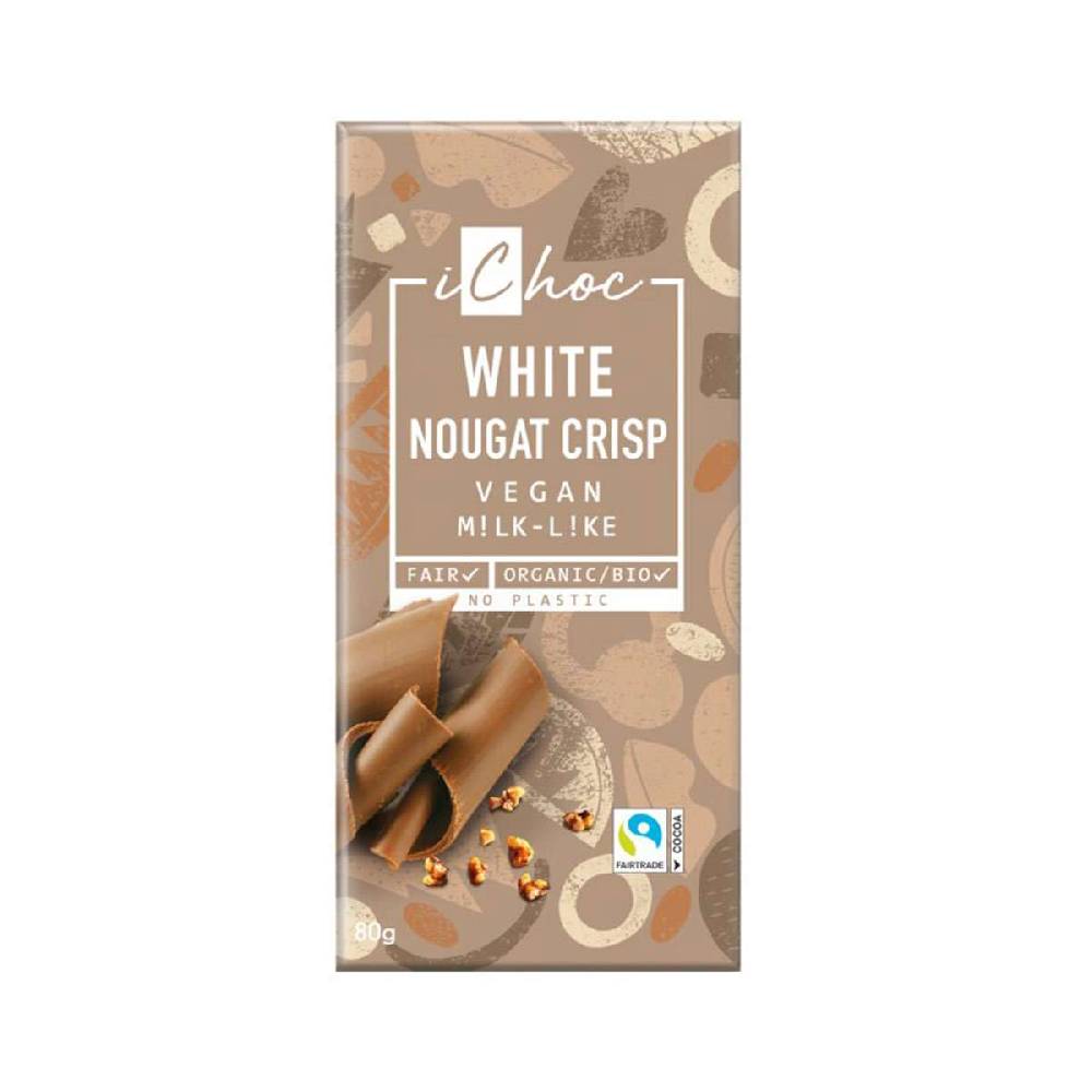ichoc iChoc White Nougat Crisp - Vegan Chocolate with Croquant