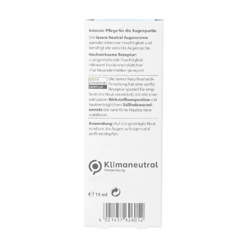Lavera Lavera Neutral Eye Cream With Hyaluron - Moisturizing