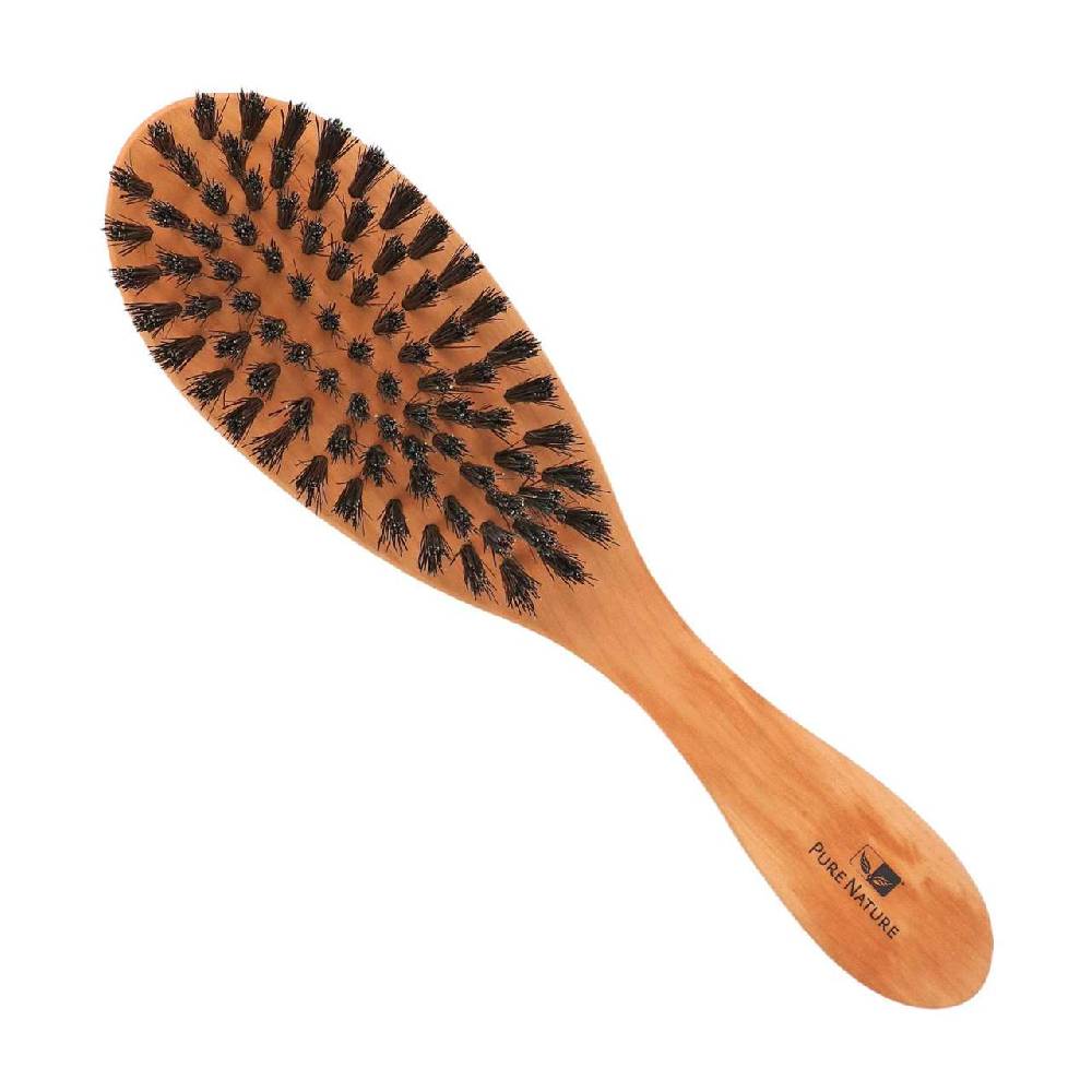 purenature Long Hair Brush With Boar Bristles, Peartree Wood