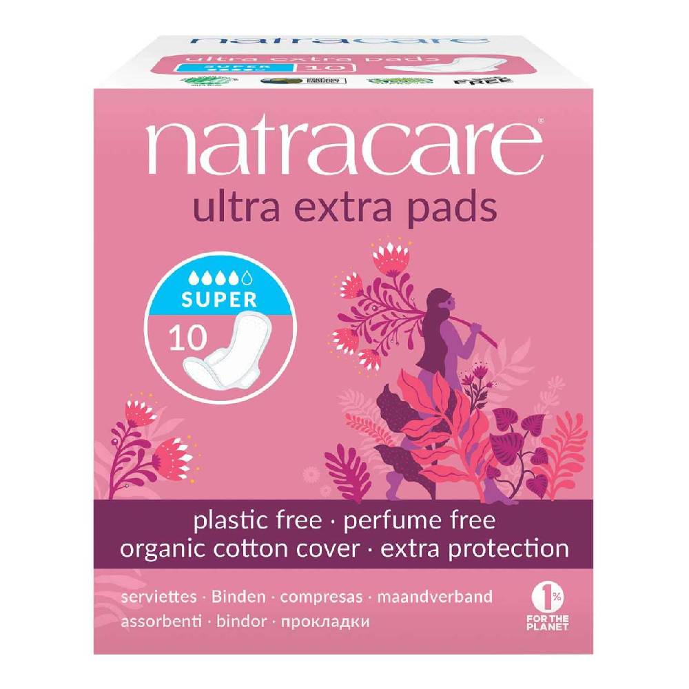 natracare Natracare sanitary towels ultra extra super, wings, 10 pcs