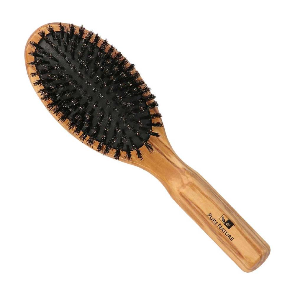 purenature Olive Wood Hair Brush With Boar Bristles