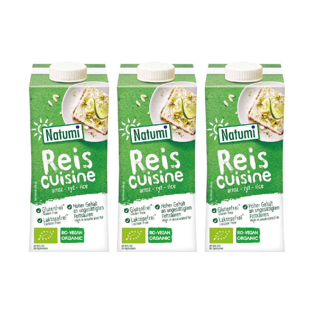 natumi Organic cream substitute rice cuisine lactose- & cholesterol-free, 3er Spar Pack