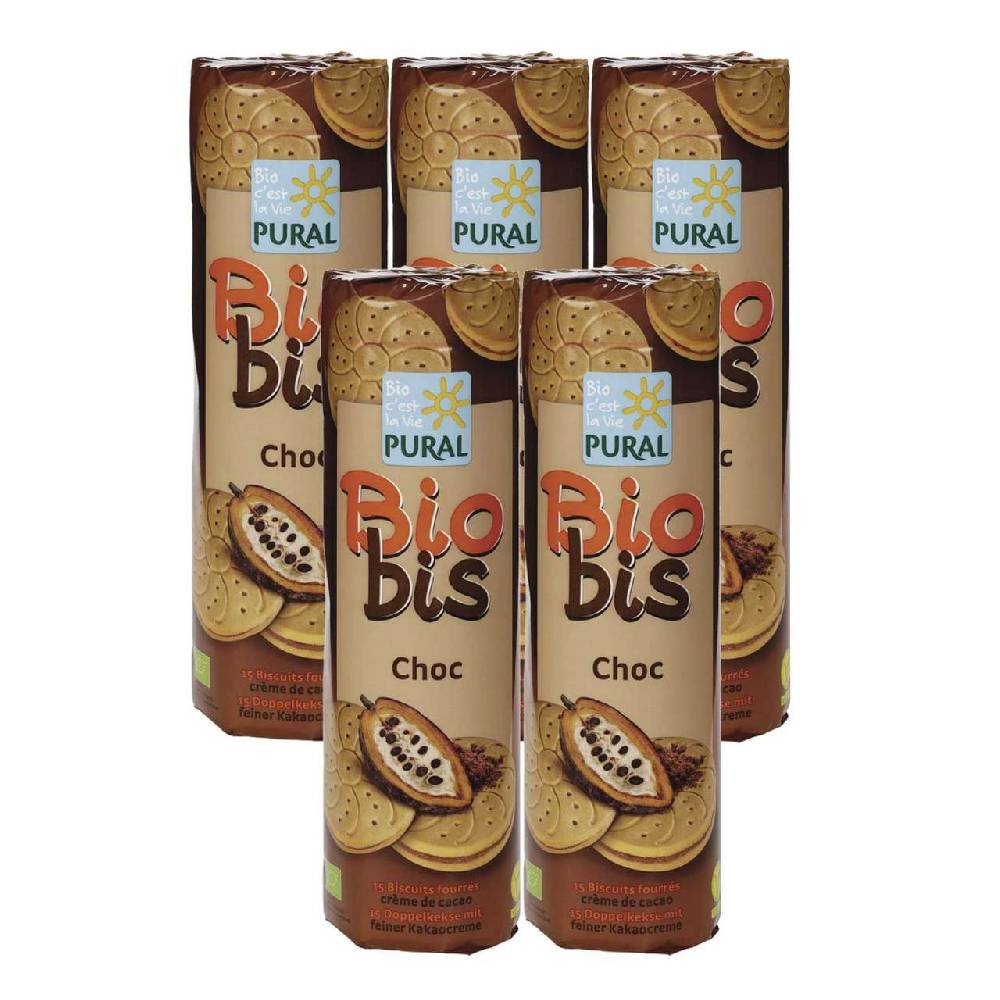 pural Organic Double Chocolate Biscuits (5 x 300 grams)