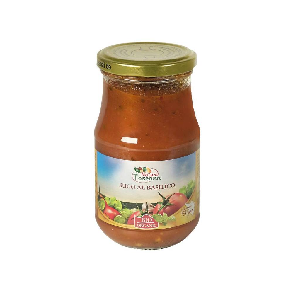 natura-toscana Organic tomato sauce with basil for delicious pasta or pizza