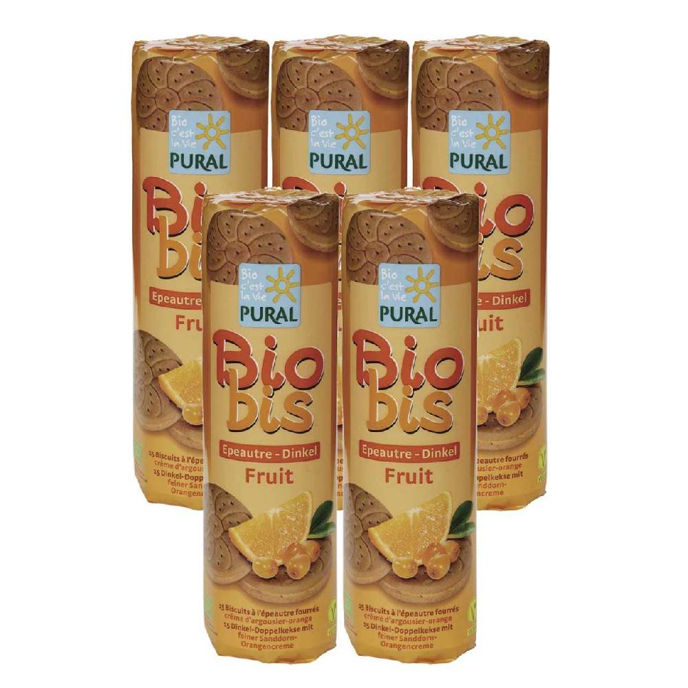 pural Organic Double Orange Biscuits (5 x 300 grams)